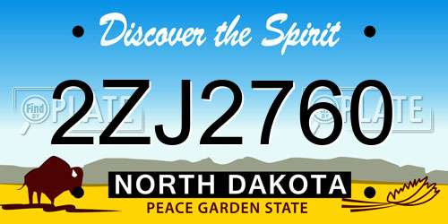 2ZJ2760 North Dakota License Plate