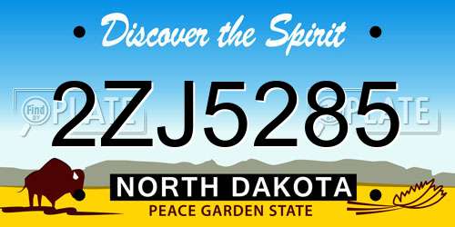 2ZJ5285 North Dakota License Plate