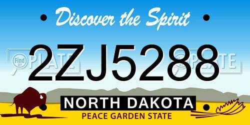 2ZJ5288 North Dakota License Plate