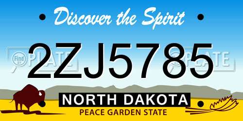 2ZJ5785 North Dakota License Plate