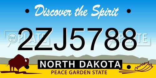 2ZJ5788 North Dakota License Plate
