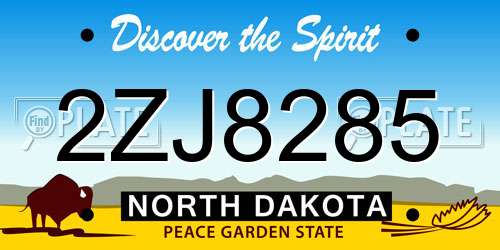 2ZJ8285 North Dakota License Plate
