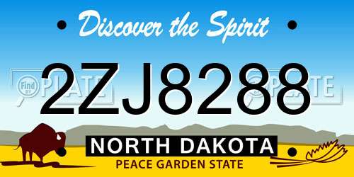 2ZJ8288 North Dakota License Plate