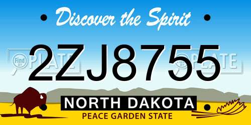 2ZJ8755 North Dakota License Plate