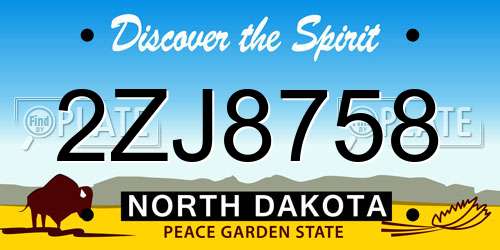 2ZJ8758 North Dakota License Plate