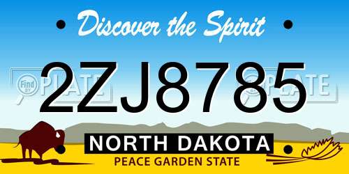 2ZJ8785 North Dakota License Plate