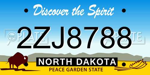 2ZJ8788 North Dakota License Plate