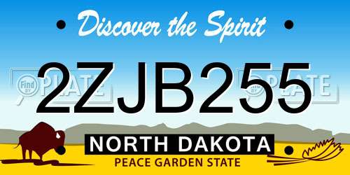 2ZJB255 North Dakota License Plate