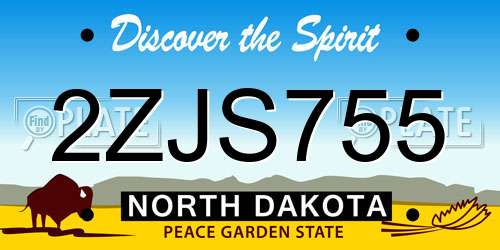 2ZJS755 North Dakota License Plate