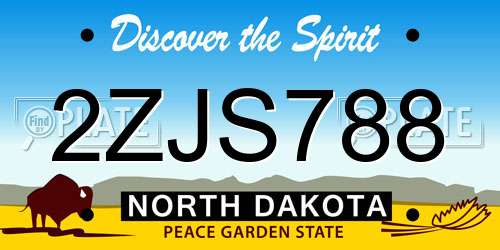 2ZJS788 North Dakota License Plate