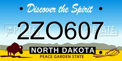 2ZO607 North Dakota License Plate