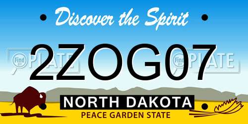2ZOG07 North Dakota License Plate