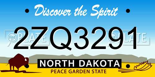 2ZQ3291 North Dakota License Plate