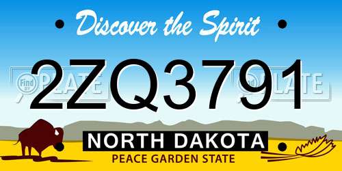 2ZQ3791 North Dakota License Plate