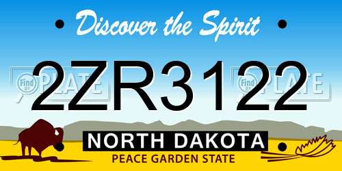 2ZR3122 North Dakota License Plate