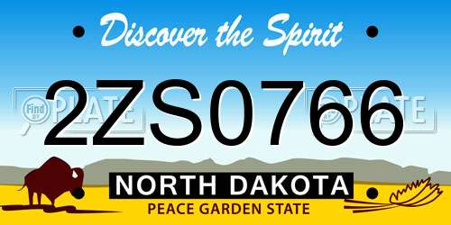 2ZS0766 North Dakota License Plate