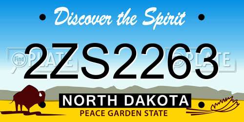 2ZS2263 North Dakota License Plate