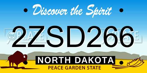 2ZSD266 North Dakota License Plate