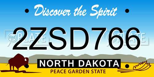 2ZSD766 North Dakota License Plate