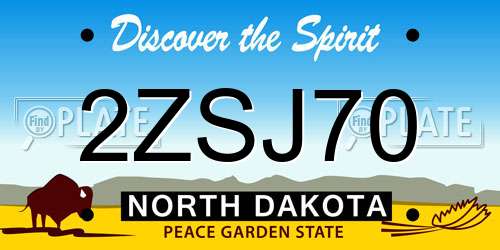 2ZSJ70 North Dakota License Plate