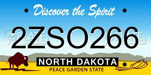2ZSO266 North Dakota License Plate