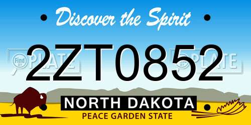2ZT0852 North Dakota License Plate