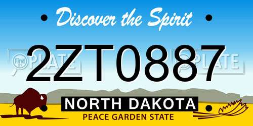 2ZT0887 North Dakota License Plate