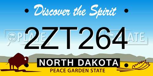 2ZT264 North Dakota License Plate