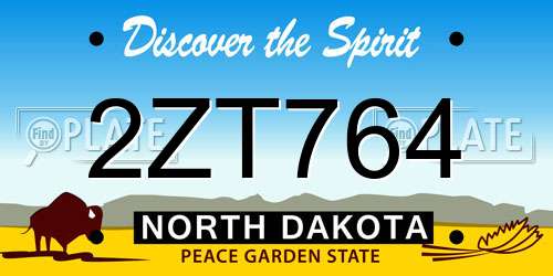 2ZT764 North Dakota License Plate