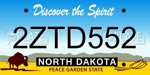 2ZTD552 North Dakota License Plate