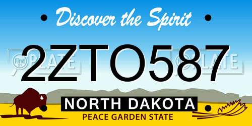 2ZTO587 North Dakota License Plate