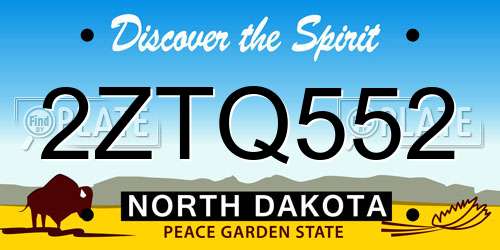 2ZTQ552 North Dakota License Plate