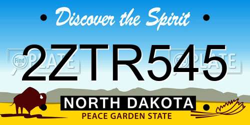 2ZTR545 North Dakota License Plate
