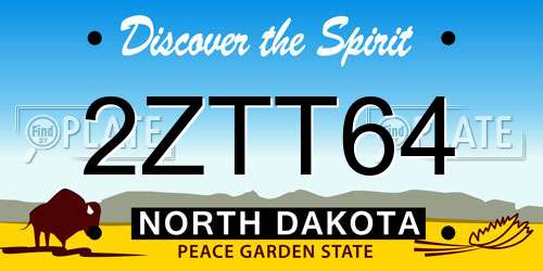 2ZTT64 North Dakota License Plate
