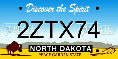 2ZTX74 North Dakota License Plate