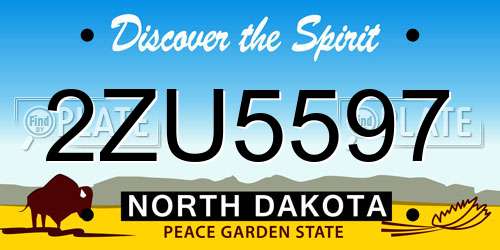 2ZU5597 North Dakota License Plate