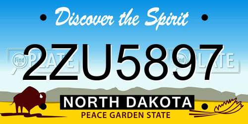 2ZU5897 North Dakota License Plate