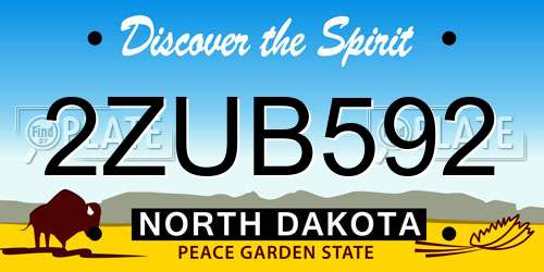 2ZUB592 North Dakota License Plate