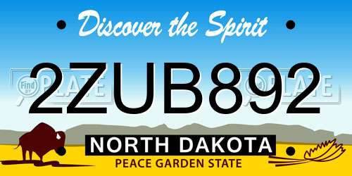 2ZUB892 North Dakota License Plate