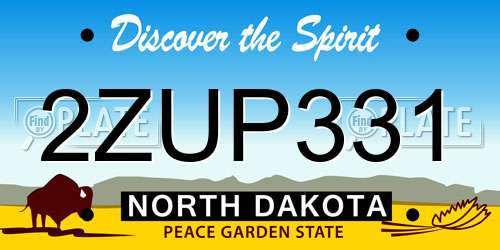 2ZUP331 North Dakota License Plate