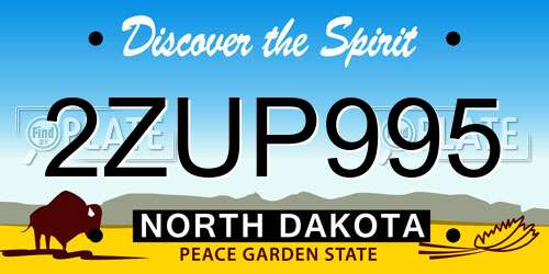2ZUP995 North Dakota License Plate