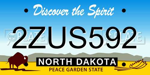 2ZUS592 North Dakota License Plate