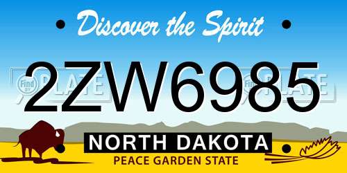 2ZW6985 North Dakota License Plate