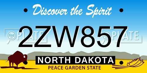 2ZW857 North Dakota License Plate