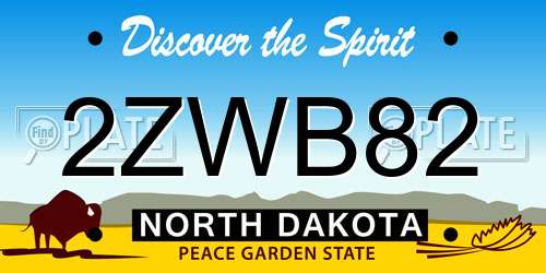 2ZWB82 North Dakota License Plate