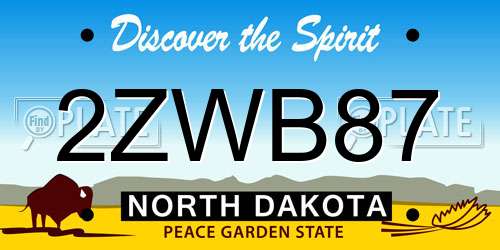 2ZWB87 North Dakota License Plate