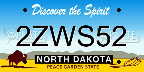 2ZWS52 North Dakota License Plate