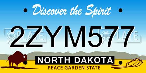 2ZYM577 North Dakota License Plate