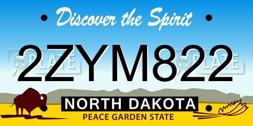 2ZYM822 North Dakota License Plate