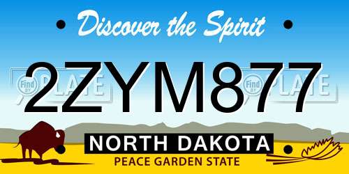 2ZYM877 North Dakota License Plate